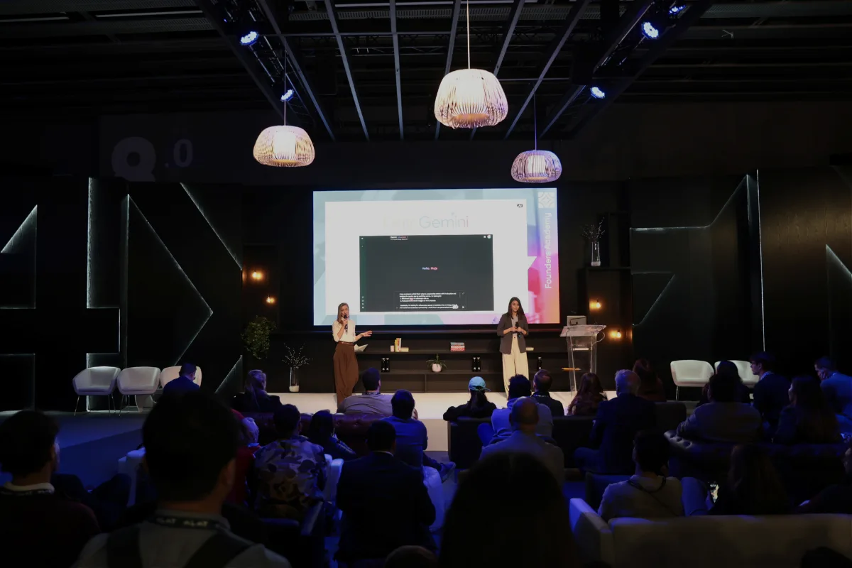 Maja Zavrsnik and Sara Kukovec on stage at Founders Academy